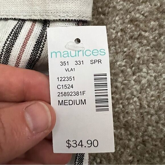 Striped Linen Pants Mid Rise Gaucho - Picture 8 of 8